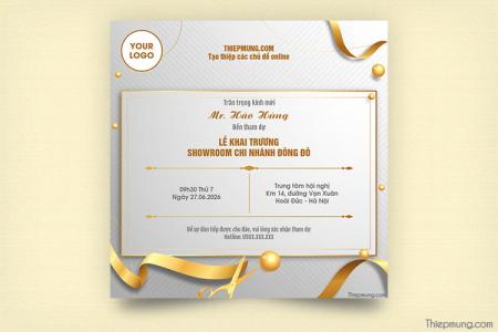 Tạo và tải mẫu thư mời khai trương vàng sang trọng
