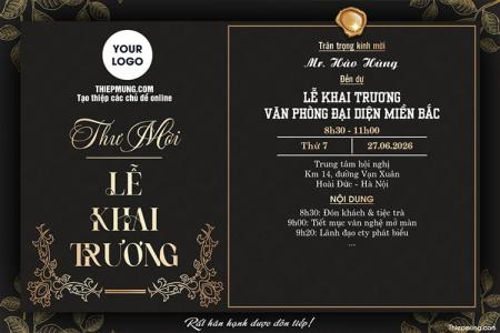 Thiệp, thư mời khai trương nền đen sang trọng
