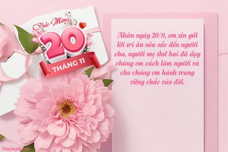 Tạo thiệp chúc mừng ngày Nhà giáo Việt Nam 20/11 ý nghĩa tặng thầy cô