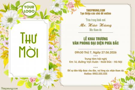 Tạo thư mời sự kiện thiết kế khung hoa lá tươi sáng và trang nhã