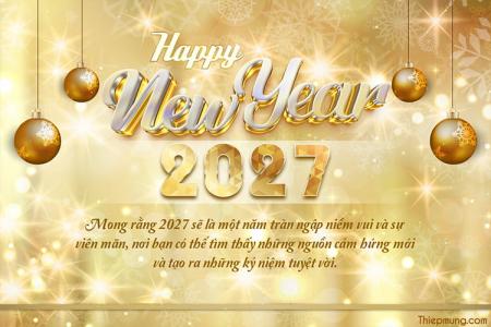 Miễn phí thiệp chúc mừng năm mới 2027 với đèn lấp lánh