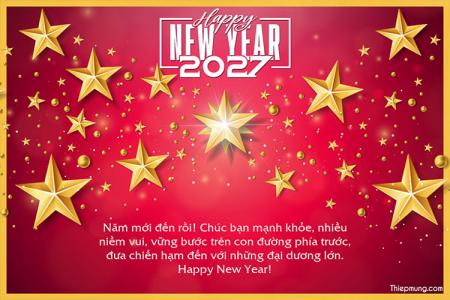 Thiệp ngôi sao chúc mừng năm mới 2027 lung linh ý nghĩa
