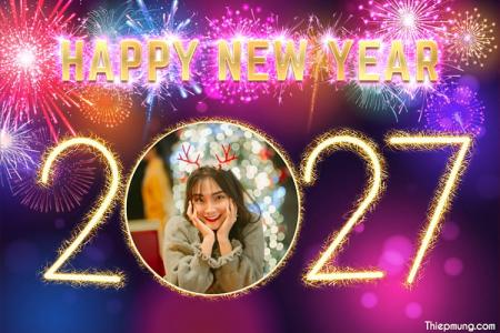 Khung ảnh năm mới 2027, thiệp năm mới 2027