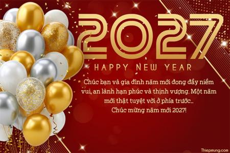 Thiệp bóng bay chúc mừng năm mới 2027