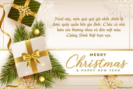 Miễn phí thiệp Merry Christmas And Happy New Year vàng sang trọng