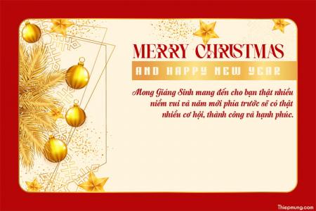 Thiệp chúc mừng Giáng sinh và năm mới với đồ trang trí lấp lánh