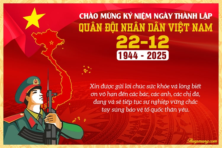 Thiệp chúc mừng Ngày Quân đội nhân dân Việt Nam 22/12