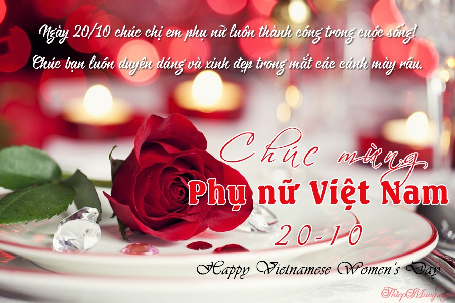 Tạo thiệp phụ nữ Việt Nam 20/10: Thiệp đẹp và sáng tạo chắc chắn sẽ khiến người nhận cảm thấy vô cùng hạnh phúc và đặc biệt dịp 20/10 này. Sử dụng các công cụ trực tuyến để tạo thiệp ấn tượng và độc đáo cho người phụ nữ mà bạn yêu thương.