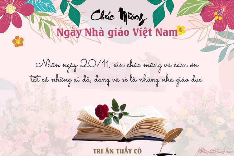 Viết lời chúc lên thiệp hoa ngày Hiến chương Nhà giáo Việt Nam 20/11