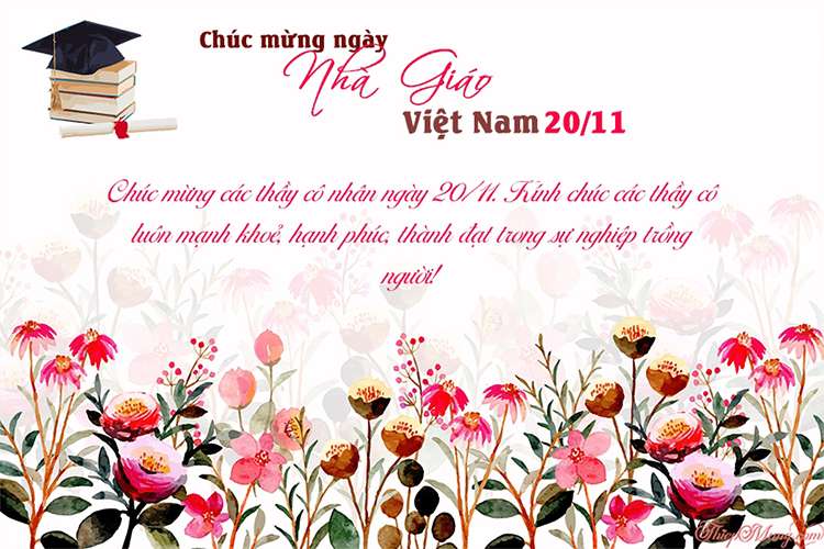 Thiệp hoa đẹp chúc mừng ngày Nhà giáo Việt Nam