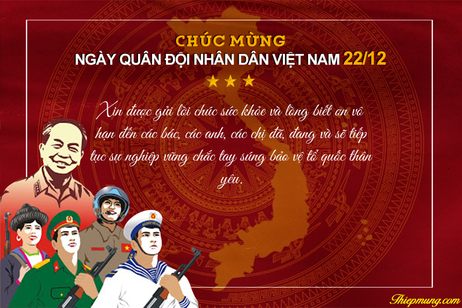 Thiệp chúc mừng và Ngày truyền thống Quân đội Nhân dân Việt Nam là dịp để tôn vinh những người lính hy sinh vì bảo vệ đất nước. Xem hình ảnh những thiệp chúc mừng và ngày truyền thống Quân đội NHân dân Việt Nam, chúng ta hiểu được tình yêu quê hương, sự tự hào về đất nước và đất nước với những người con của mình.