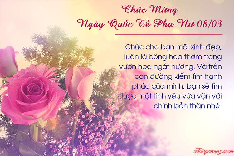 Thiệp hoa chúc mừng ngày Phụ nữ 08/03 ý nghĩa