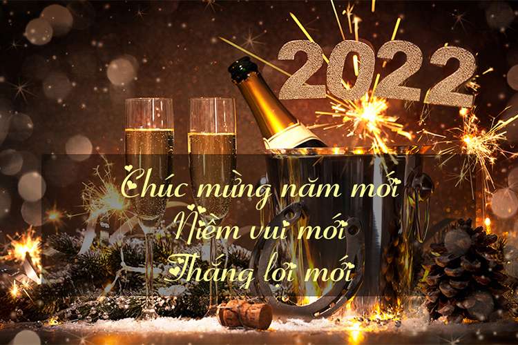 Thiệp chúc mừng năm mới 2022 pháo bông