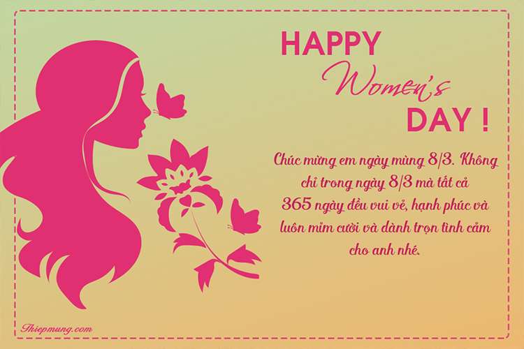 Mẫu thiệp chúc mừng Happy Women's Day 8/3 đơn giản