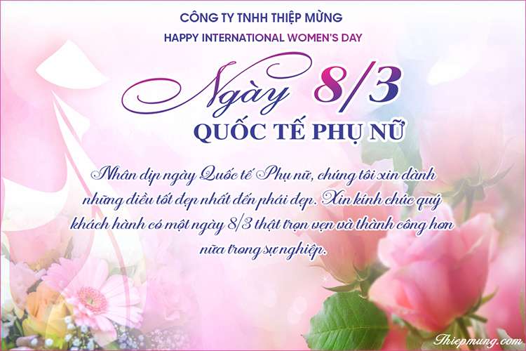 Tạo thiệp chúc mừng ngày 8/3 Quốc tế phụ nữ cho khách hàng