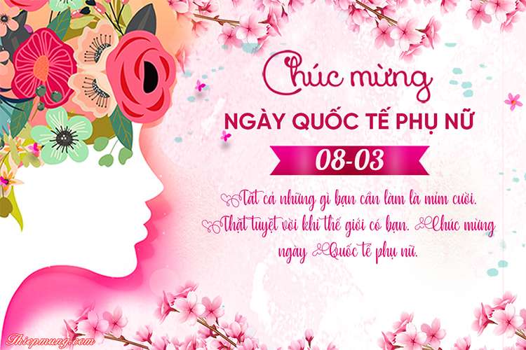 Mẫu thiệp hoa chúc mừng ngày Quốc tế Phụ nữ 8/3