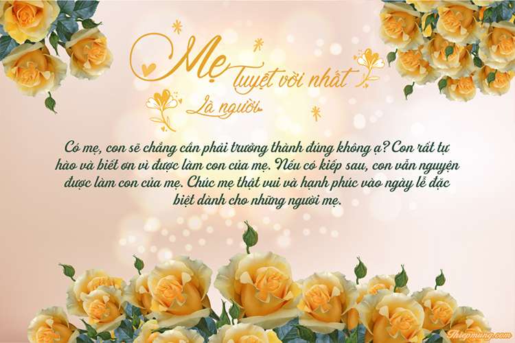 Tạo lời chúc nhân Ngày của Mẹ với hoa hồng vàng