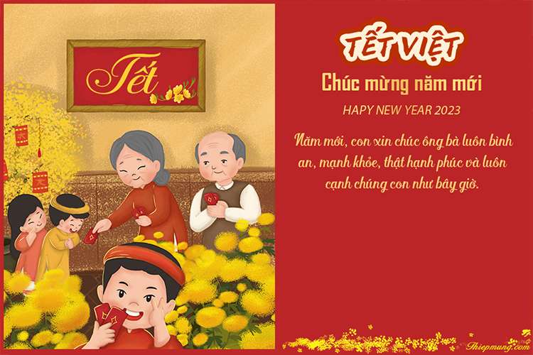 Tạo thiệp chúc tết 2023 cho ông bà ý nghĩa nhất năm