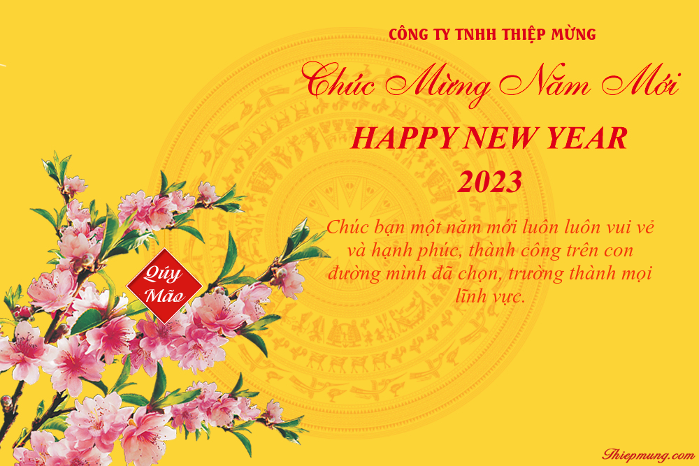 Mẫu thiệp chúc 2023 hoa đào - Tạo thiệp chúc mừng năm mới ý nghĩa