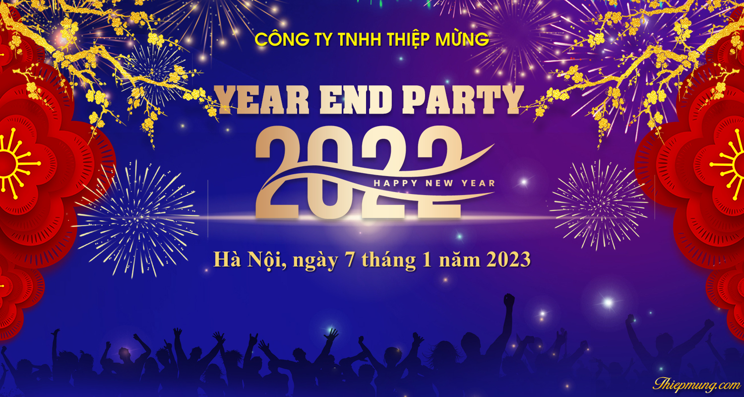 Mẫu Backdrop phông Year End Party 2022 đẹp cho công ty