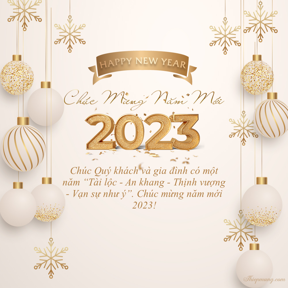 Thiệp chúc mừng năm mới 2023 sang trọng cho khách hàng