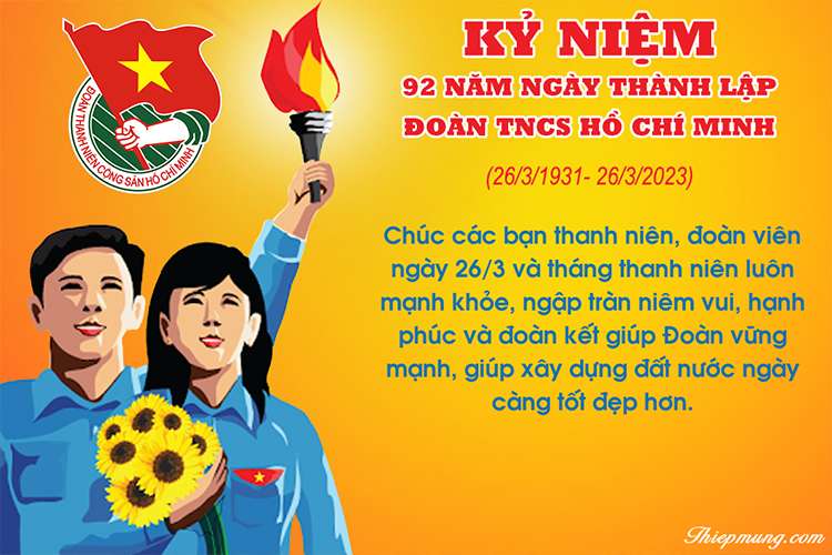 Tạo thiệp kỷ niệm 92 năm ngày thành lập đoàn TNCS Hồ Chí Minh