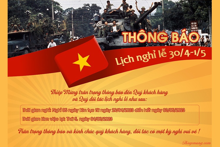 Thông báo nghỉ lễ 30/4 - 1/5 dành cho công ty