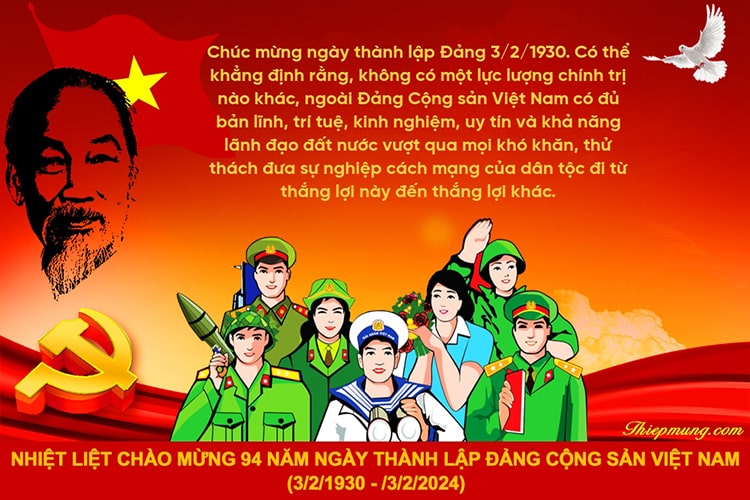 Thiệp chúc mừng 3/2 Thành lập Đảng Cộng sản Việt Nam đẹp và ý nghĩa