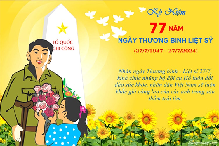 Thiệp kỷ niệm 77 năm ngày Thương binh liệt sĩ 27/7