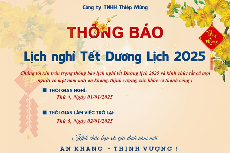 Tạo thông báo nghỉ tết 2025 mẫu hoa mai