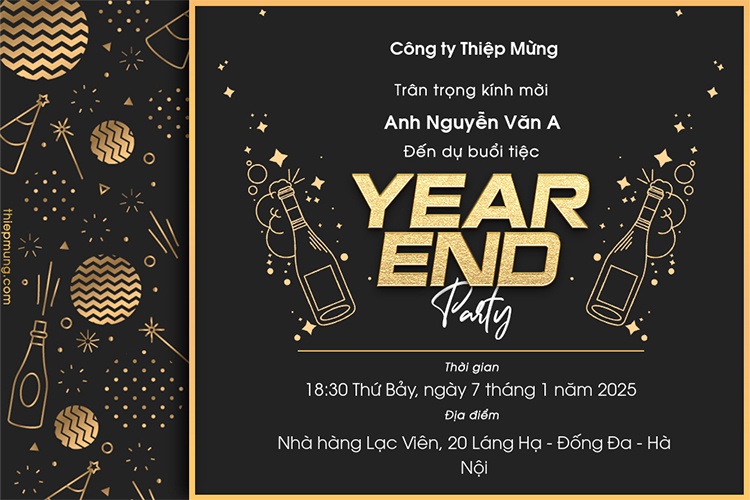 Thiệp mời tất niên Year End Party 2025 trực tuyến miễn phí