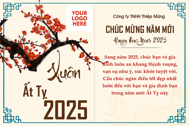 Mẫu thiệp chúc mừng năm mới 2025 cho công ty ấn tượng