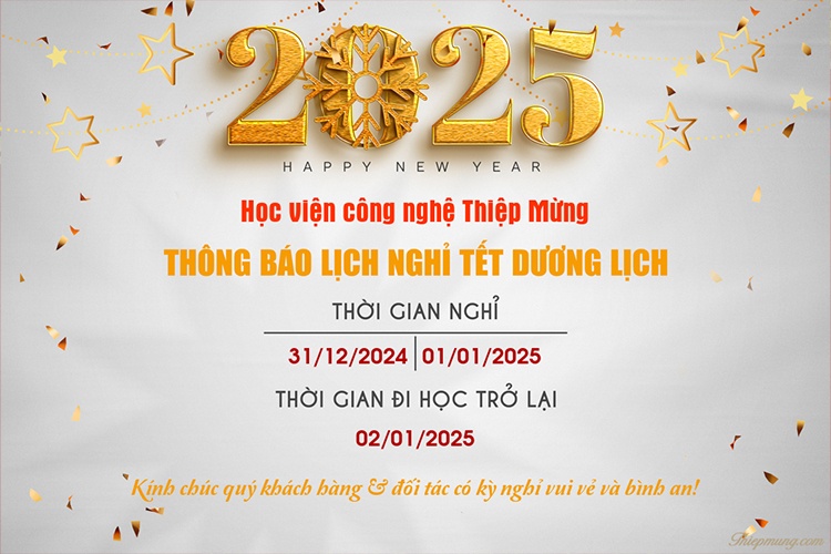 Tạo Thông báo nghỉ Tết Dương Lịch 2025 online cho các trường học