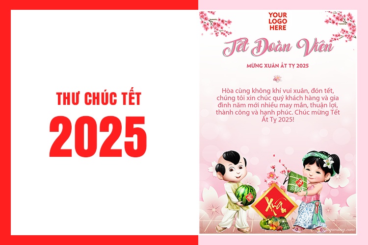 Thiệp Tết đoàn viên chào xuân Ất Tỵ 2025