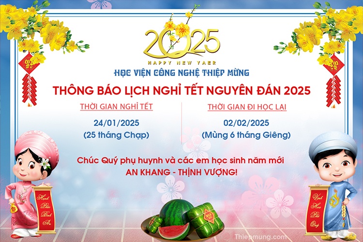 Mẫu banner thông báo nghỉ Tết cho học sinh, người đi làm mới nhất 2025