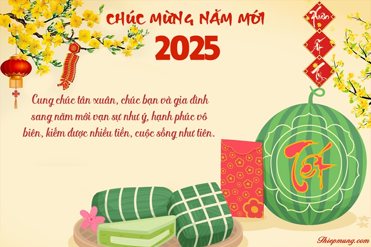 Thiệp chúc mừng năm mới 2025 đẹp đón Tết, chào Xuân