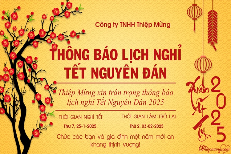 Thông báo nghỉ Tết Nguyên Đán 2025