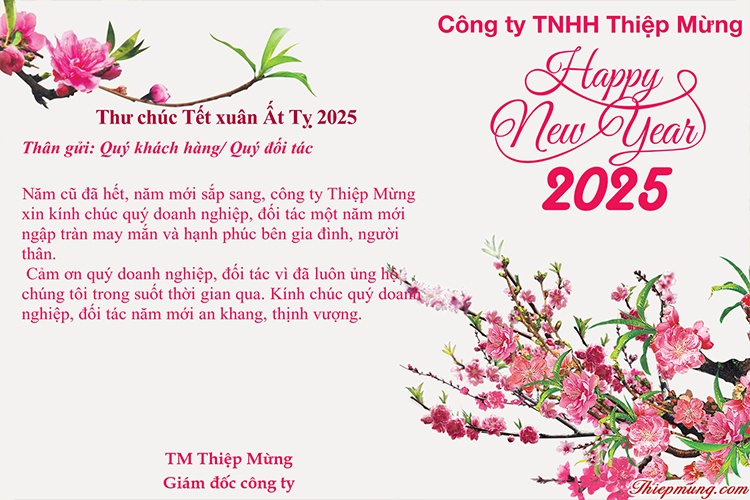 Thư chúc Tết Quý khách hàng và đối tác 2025