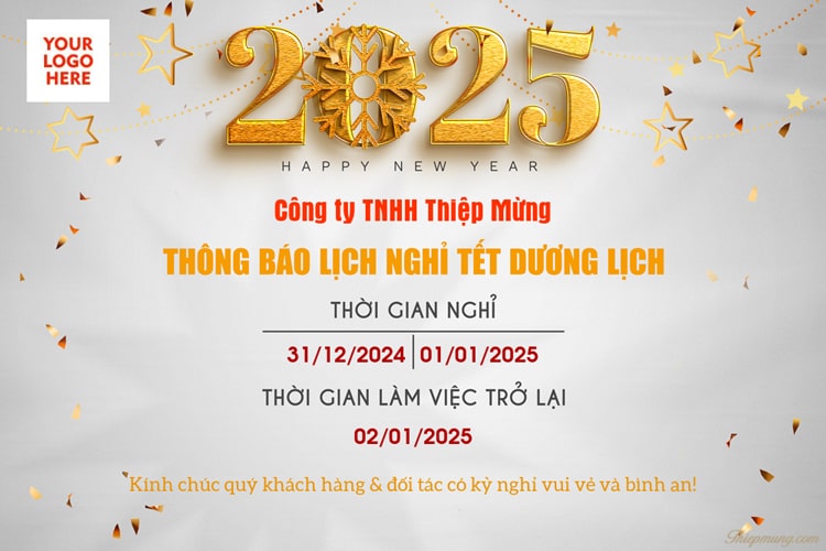 Tạo Thông báo nghỉ Tết Dương Lịch 2025 online