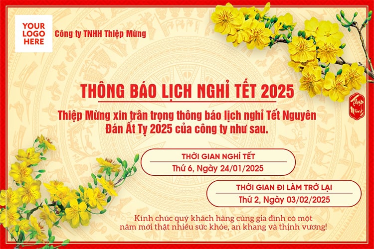 Tạo banner thông báo nghỉ Tết 2025 online miễn phí