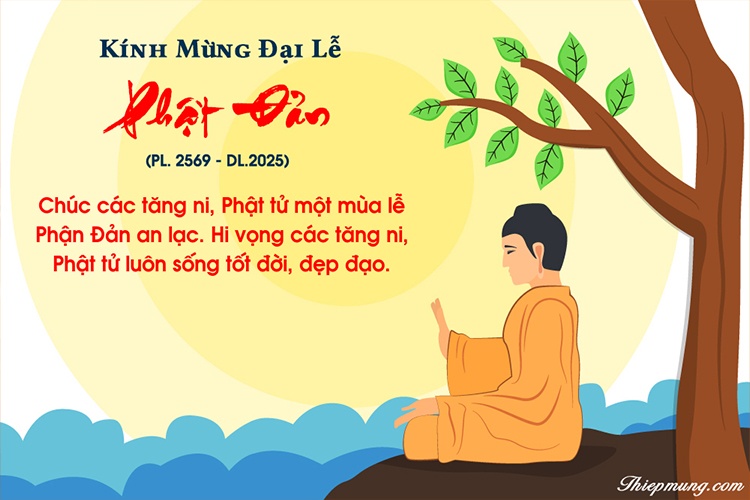 Kính mừng Phật Đản - Thiệp mừng Lễ Phật đản mới nhất 2025