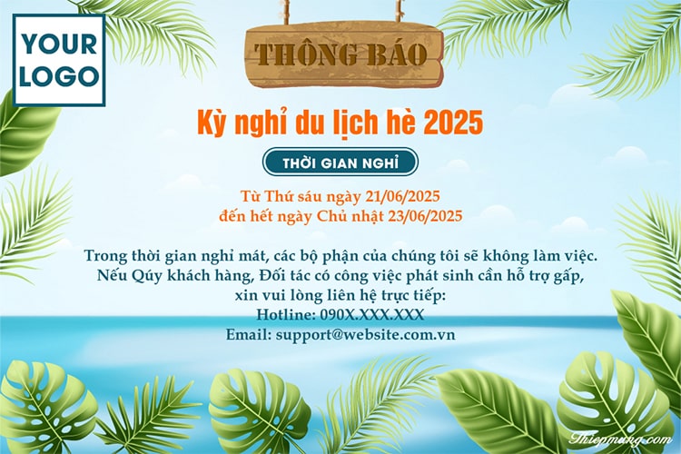 Thông báo nghỉ đi du lịch của công ty cho nhân viên, khách hàng, đối tác