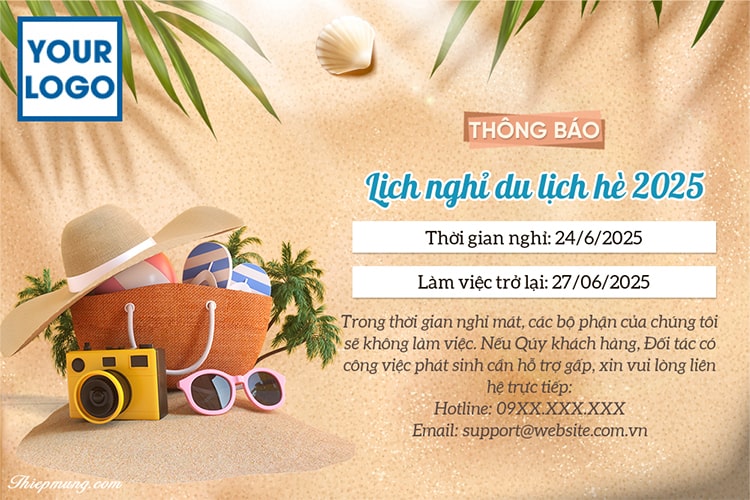 Tạo thông báo lịch nghỉ mát của công ty cho khách hàng, đối tác