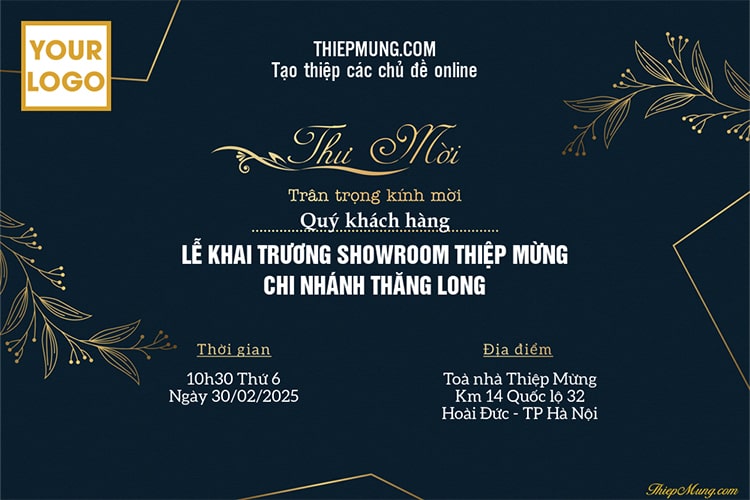 Mẫu thư mời khai trương sang trọng và ấn tượng trực tuyến