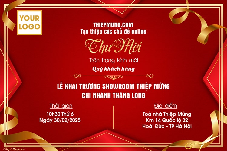 Tạo thư mời khai trương công ty, cửa hàng sang trọng và chuyên nghiệp