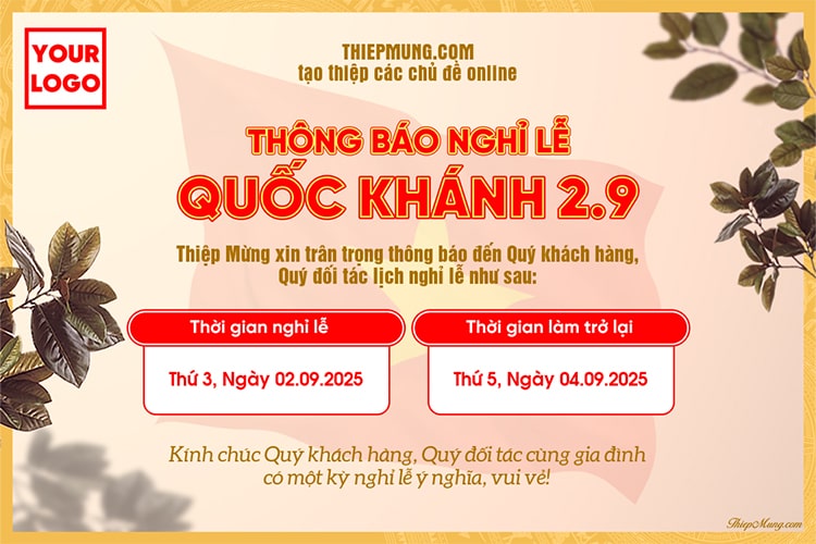 Chia sẻ mẫu banner thông báo nghỉ lễ Quốc khánh 2/9 đẹp
