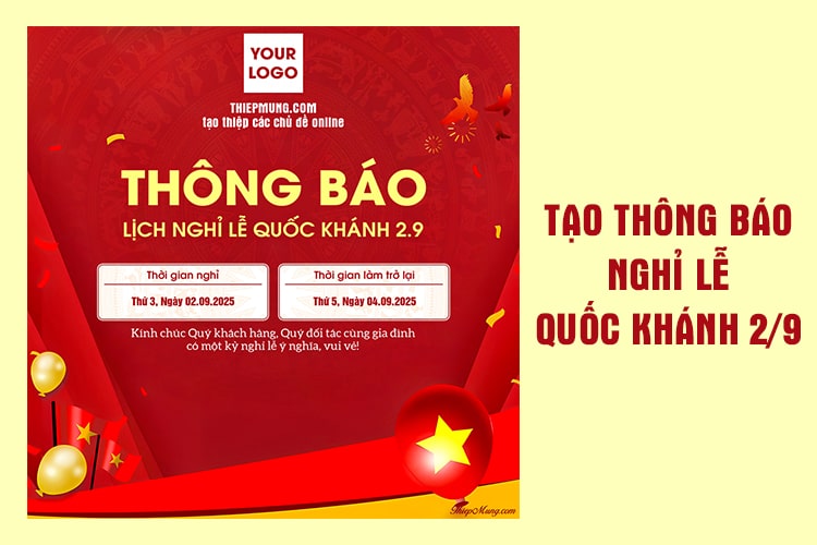 Hình ảnh thông báo nghỉ lễ quốc khánh 2/9 cho khách hàng