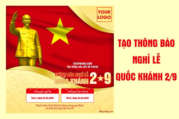 Tạo thông báo lịch nghỉ lễ Quốc Khánh 2/9 online