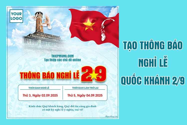 Thông báo lịch nghỉ lễ 2/9 cho công ty với logo