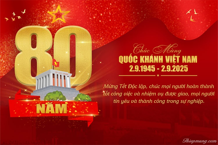 Thiệp kỷ niệm 80 năm ngày quốc khánh 2/9 đẹp